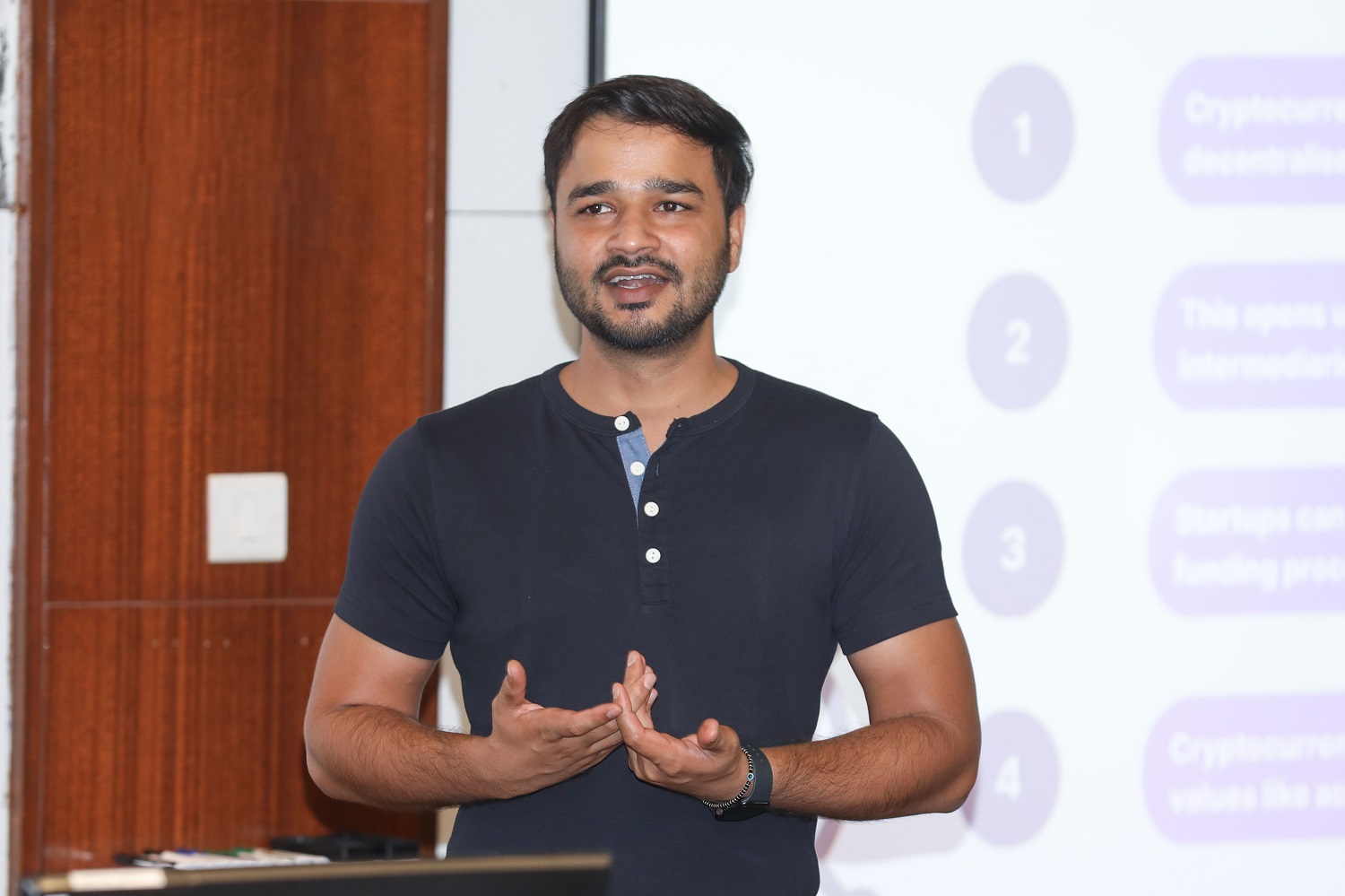 Suniel Meena, Head of Growth, Mudrex, addressed IIM Bangalore students on ‘How cryptocurrencies are enabling start-ups of the new era’, on 5th July 2023 during a seminar organized by the EPGP Seminar Committee.