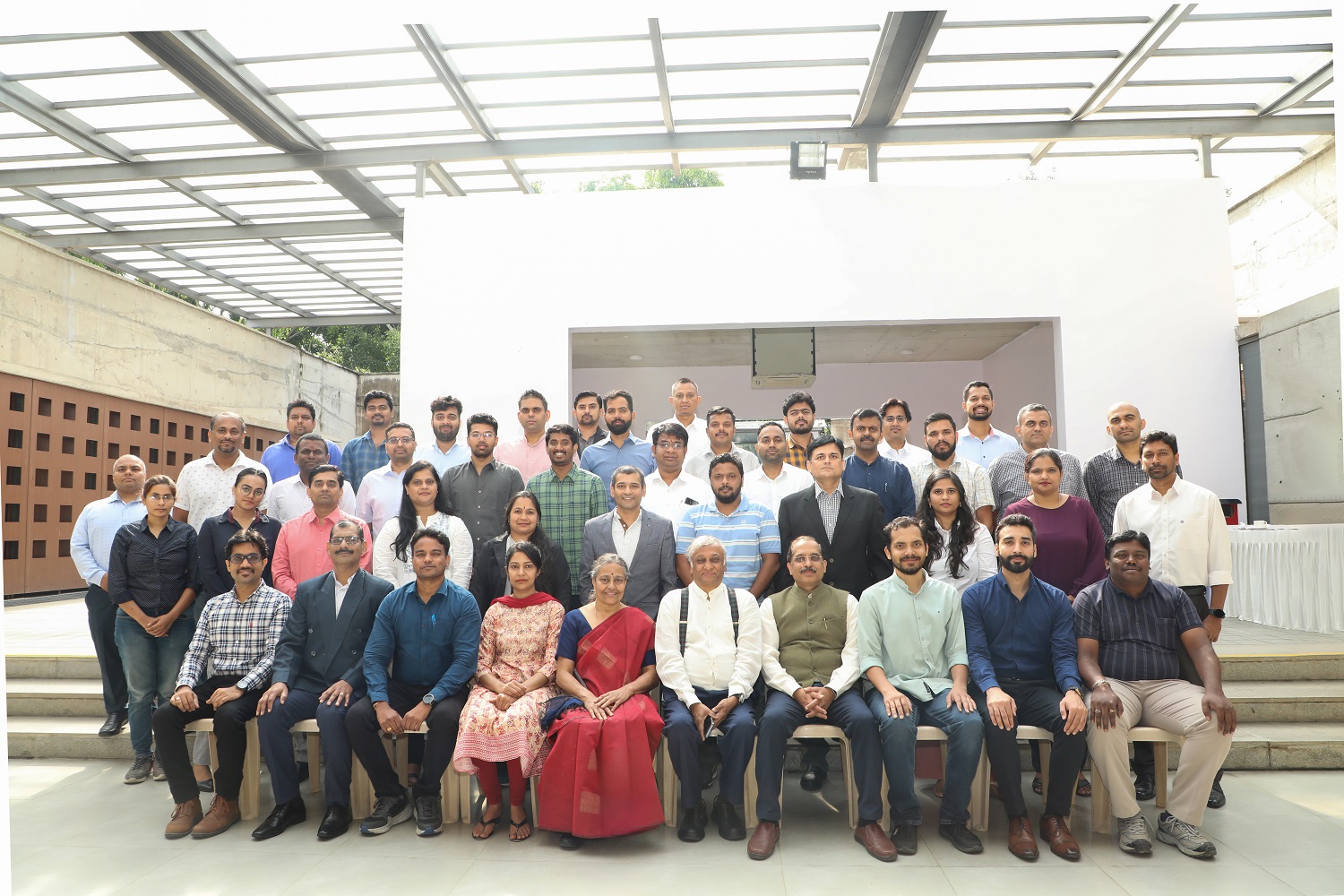 Participants of Batch 9 of the General Management Programme for Aerospace and Aviation Executives (GMAE), offered by the Exec Education Programmes Office of IIMB, pose along with the Faculty Programme Directors, on 1st September 2023.
