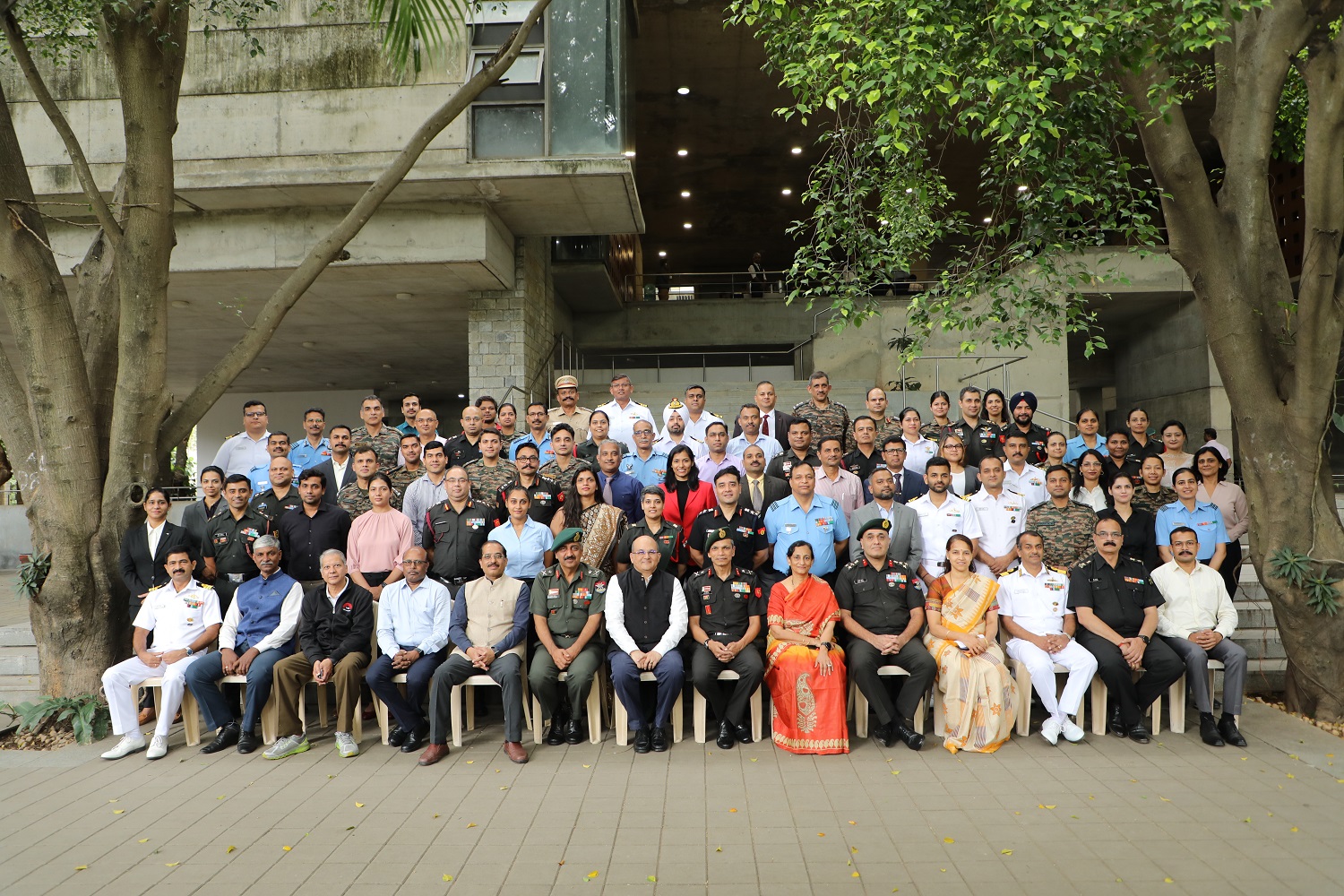 Participants of the second batch of the ‘Business Management Programme for Defence Officers’, offered by the Exec Ed Office at IIMB, are seen here with Prof. Rishikesha T Krishnan, Director of IIMB, and the Faculty Programme Directors and staff of IIMB, on 4th September 2023.