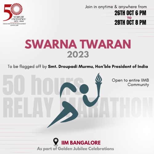 Swarna Twaran: The IIMB community to celebrate the Golden Jubilee with a 50-hour relay marathon that starts on Oct 26