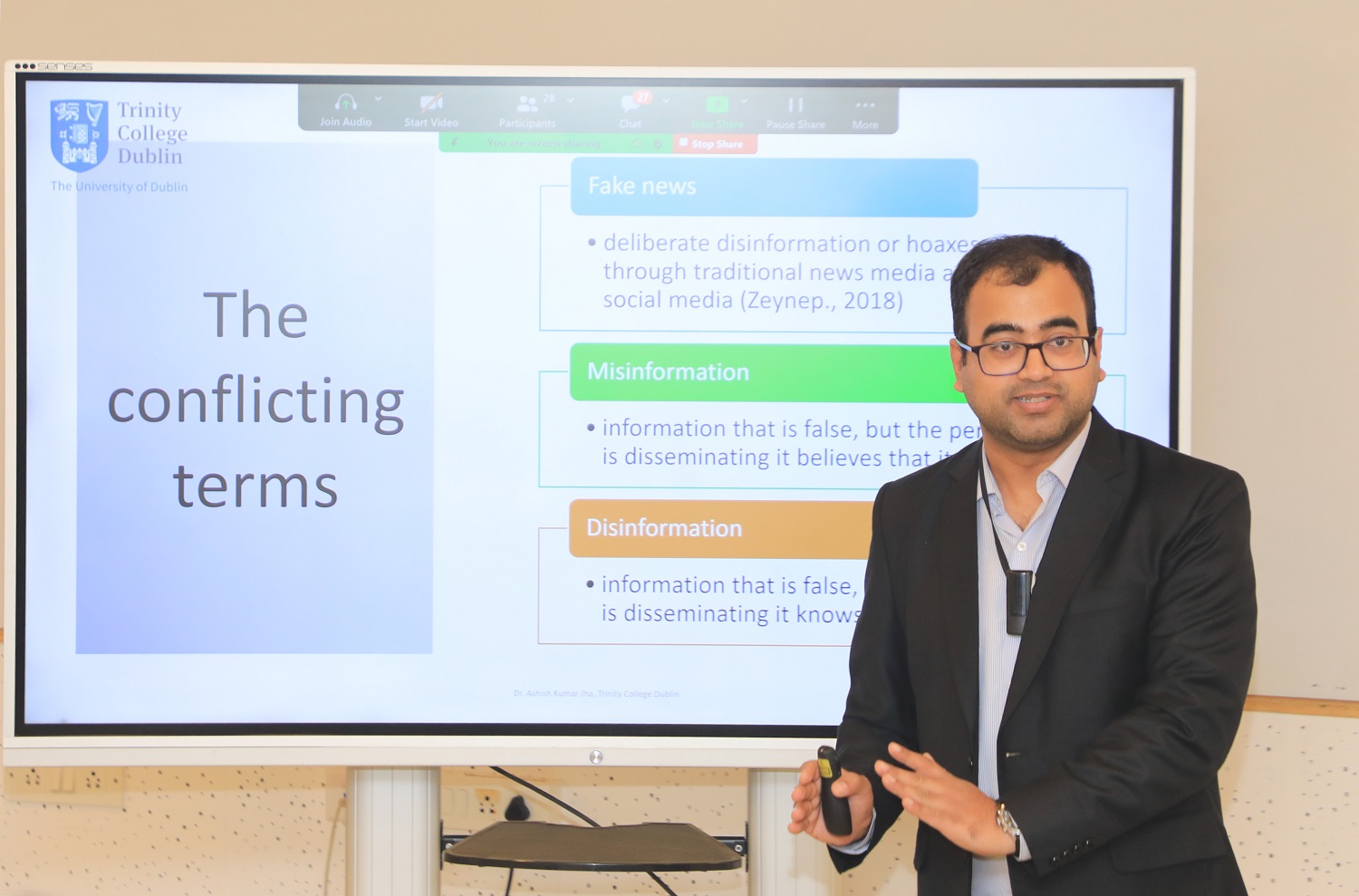 Prof. Ashish Kumar Jha from Trinity College Dublin spoke at the Information Systems (IS) research seminar on ‘Responsible News Dissemination and Echo Chambers: Impact of Personality Type and Ideology on Echo-Chamber Driven Misinformation’ on 14th December 2023.