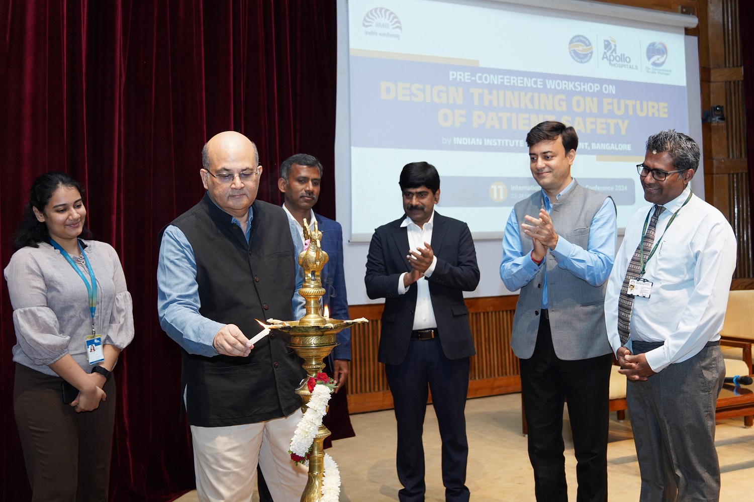 Prof. Rishikesha T Krishnan, Director, IIM Bangalore, inaugurates the Pre-Conference Workshop on ‘Design Thinking on Future of Patient Safety’, jointly organized by the Data Centre & Analytics Lab (DCAL) at IIMB and Apollo Hospitals, at IIMB, on 22nd February 2024.