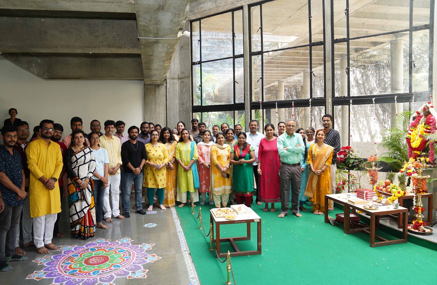Students and staff celebrate Basant Panchami, welcoming the season of Spring and paying tribute to learning and knowledge, on 14th February at the IIMB library.