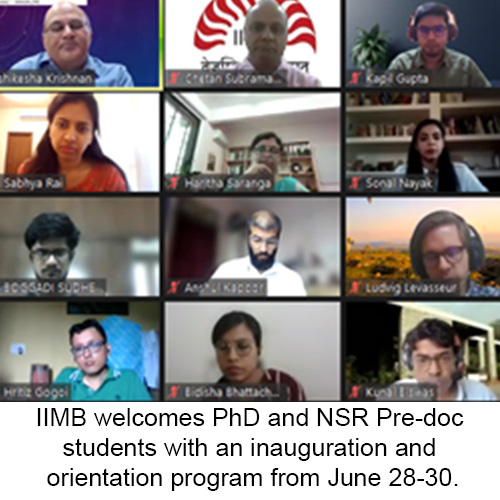 IIMB welcomes PhD and NSR Pre-doc students with an inauguration and o...