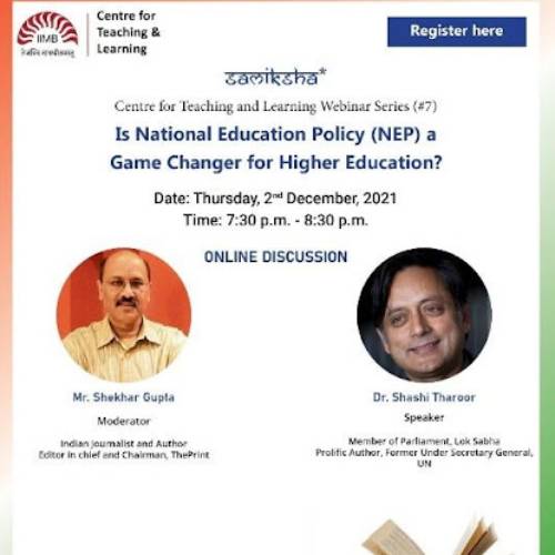 Upcoming webinar on Is National Education Policy (NEP) a Game Changer for Higher Education?