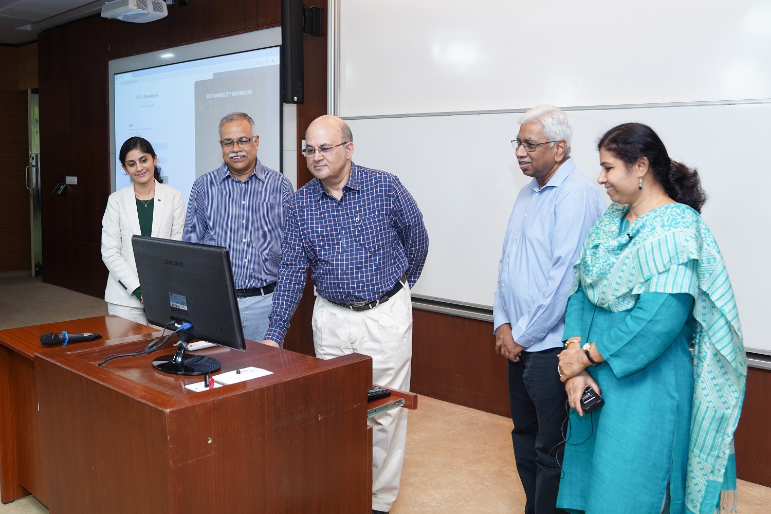 Marking World Environment Day, IIMB Director Prof. Rishikesha Krishnan, and Prof. Haritha Saranga, Chairperson, Sustainability Task Force at IIMB, along with IIMB faculty — Prof. Rajendra Bandi, Prof. M. Jayadev, Prof. Mukta Kulkarni and Prof. Shainesh G, launched the Sustainability Dashboard on 5th June 2024.