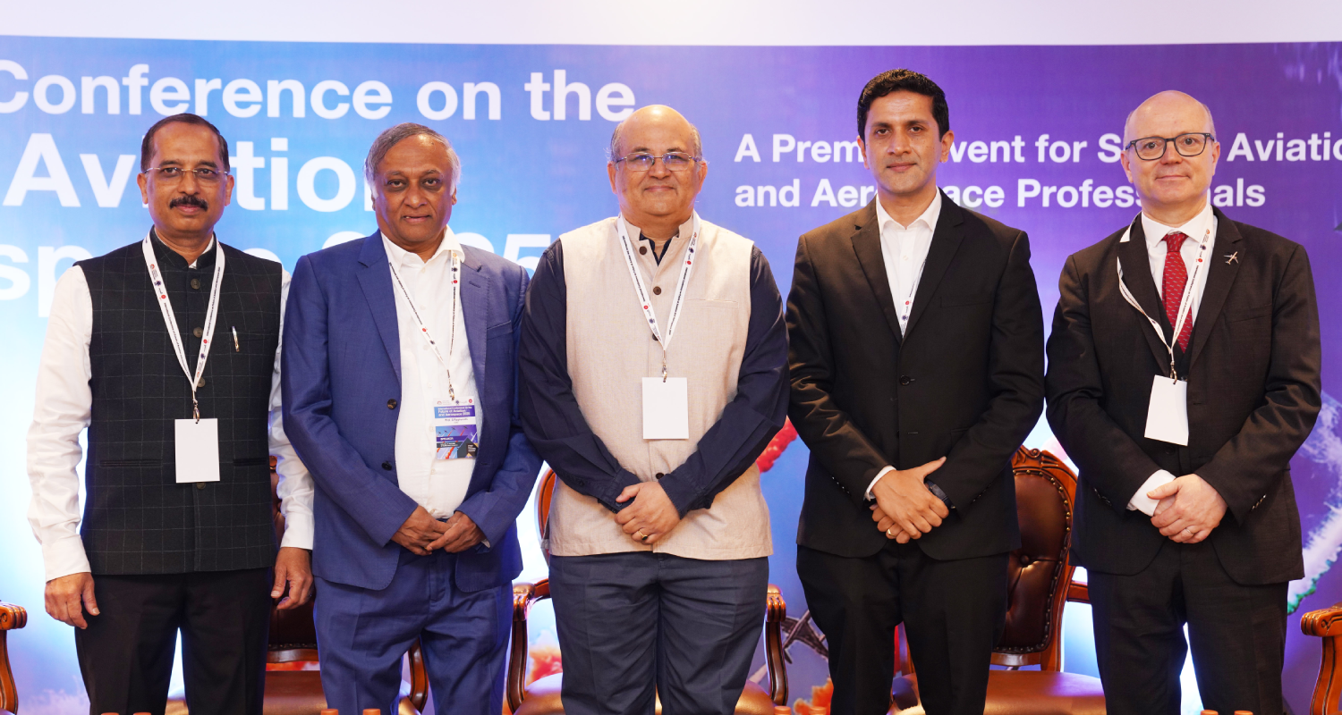 (L-R) Prof. G. Shainesh, Conference Chair, FoAA 2025; Prof. S. Raghunath, Conference Chair, FoAA 2025; Prof. Rishikesha T. Krishnan, Director, IIMB; Sabyasachi Srinivas, Vice President, Collins Aerospace; and Prof. Christophe Benaroya, TBS, at the inauguration of the 8th edition of the International Conference on the Future of Aviation and Aerospace (FOAA), held on 19th April. The event was organized by IIM Bangalore in partnership with TBS Education, France.