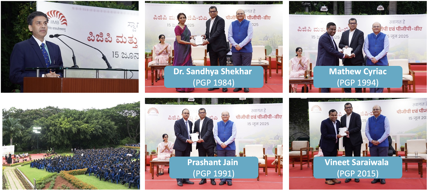 IIMB presented the 2025 Distinguished Alumni Awards on 15th June 2025. Four alumni were honoured for their outstanding contributions across sectors and their commitment to the Institute’s core values.