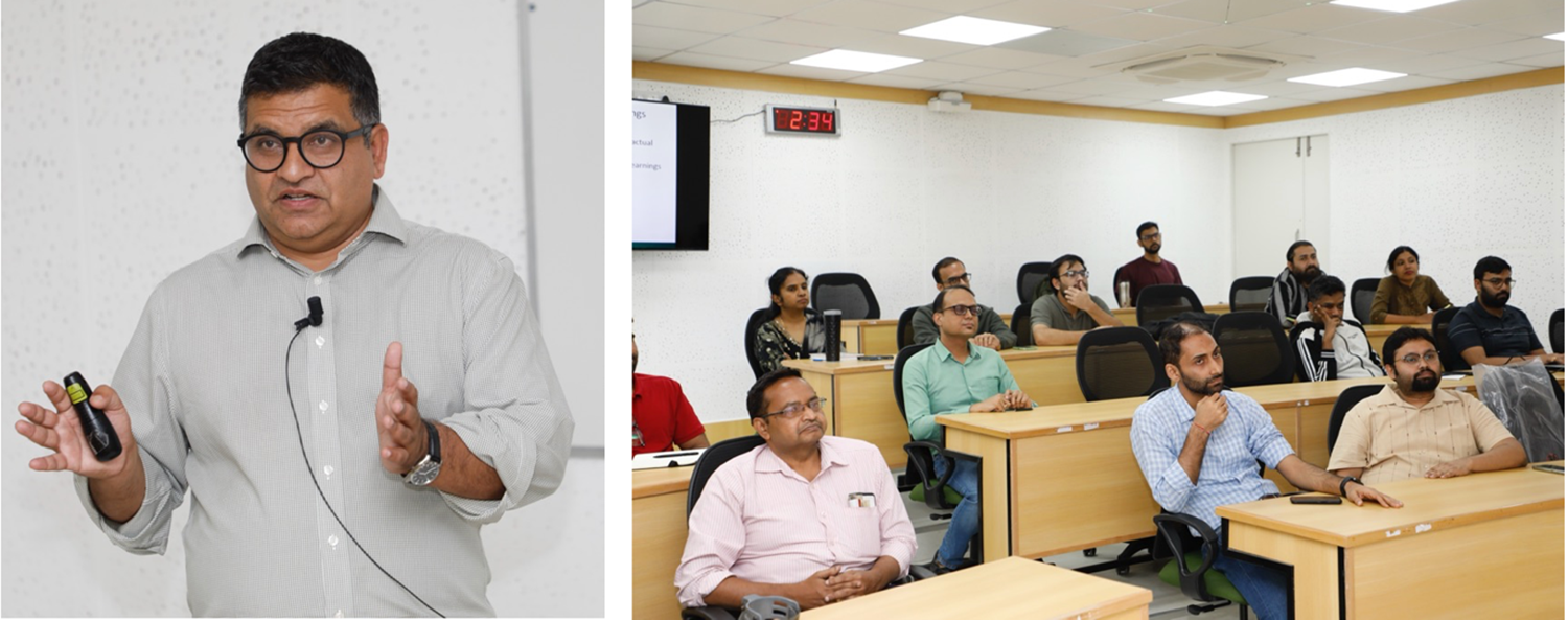 Prof. Anand Jha, Wayne State University, presented his research on ‘Climate Regulatory Risk and Management Earnings Forecast Errors: Evidence from State-Level Climate Adaptation Plans’. The research seminar was organized by the Office of Research and Publications at IIMB on 24th July 2025.