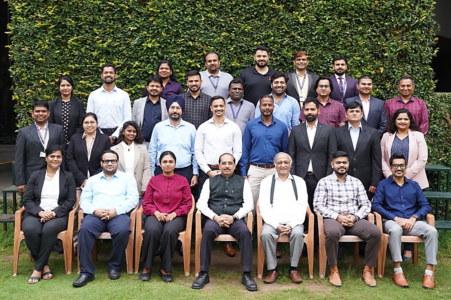 Participants of Batch 7 of the Global Executive Master of Business Administration – Aerospace Management (GEMBA), with the Programme Directors, Prof. G Shainesh and Prof. S. Raghunath, on 22nd August 2025.