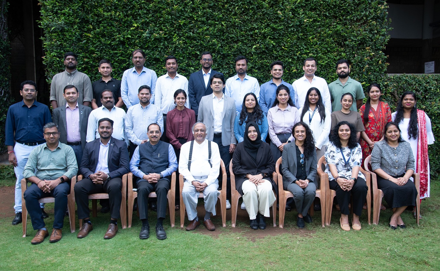 Participants of Batch 17 of the General Management Programme for Aerospace and Aviation Executives, along with the faculty programme directors Prof. G Shainesh and Prof. S Raghunath, on 22nd September 2025.
