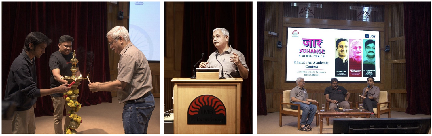 IIM Bangalore, in collaboration with JAR, hosted an event called ‘JarXchange: All India Permit’, on 12th September 2025. Prof. Suresh Bhagavatula, faculty in the Entrepreneurship area and Chairperson of the BBA DBE programme at IIMB, delivered the keynote.