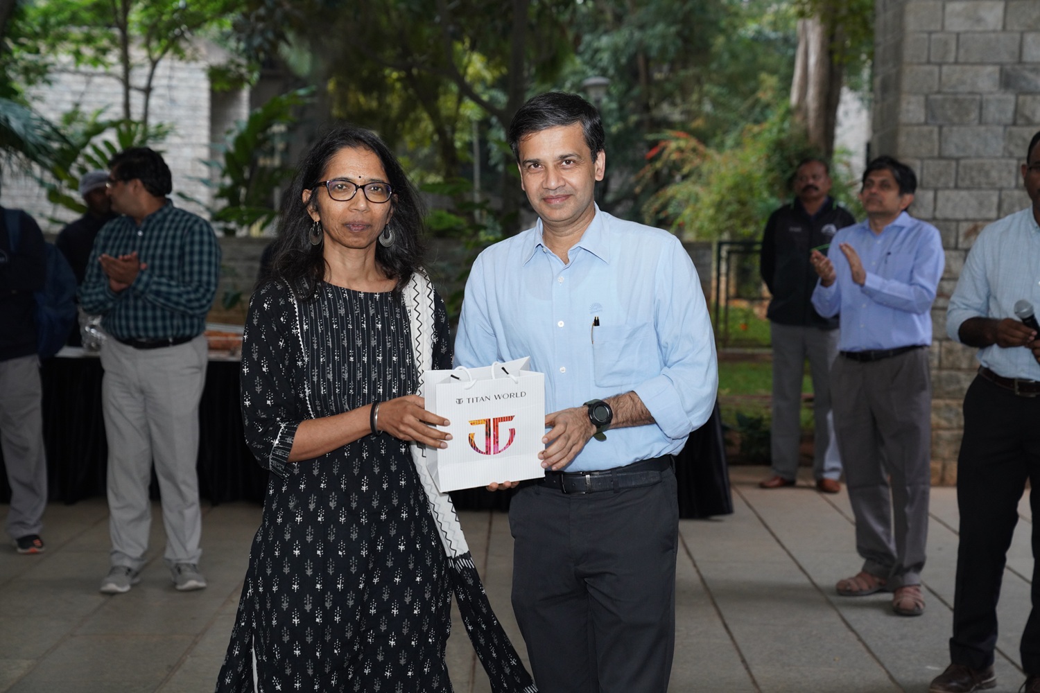 Indian Institute of Management Bangalore thanks Prof. Hema Swaminathan of the Public Policy area for her contributions to the Institute during her tenure. She was relieved from the services of the Institute on 16th December 2025. Prof. Hema Swaminathan is seen here with Prof. Sourav Mukherji, Dean, Faculty and Alumni Relations & Development, and faculty of the Organizational Behavior & Human Resources Management area.