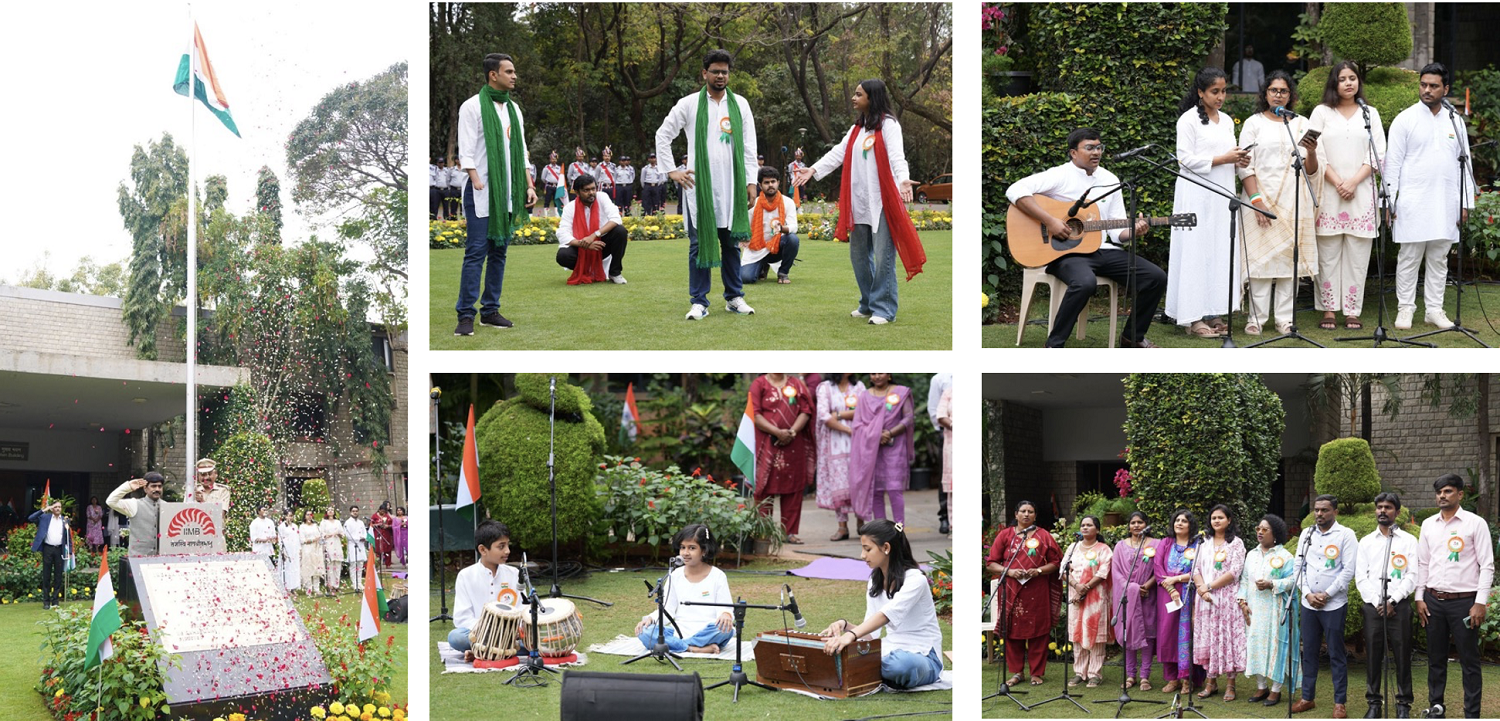 The IIM Bangalore community of students, faculty, staff, alumni and officers, along with their families, celebrated India’s 77th Republic Day with pride and enthusiasm. Patriotic songs, dance and a street play marked the celebrations on 26th January 2026, topped by an inspiring address by Prof. U Dinesh Kumar, Director In-charge, IIM Bangalore.