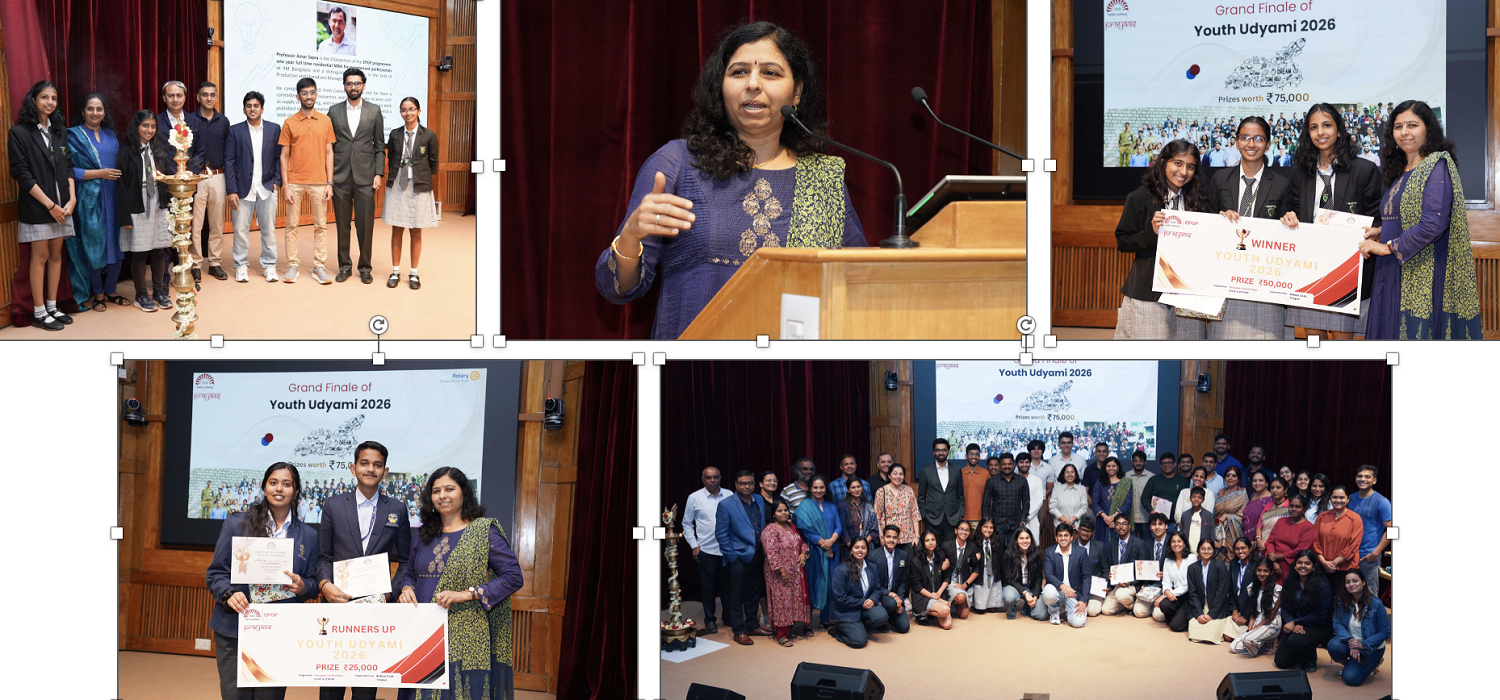 Prayaas, the social responsibility initiative led by students of Executive Post Graduate Programme in Management, hosted the grand finale of Youth Udyami 2026 on 8th February 2026. The event marked the culmination of a year-long entrepreneurial journey, with six finalist teams presenting their ventures.