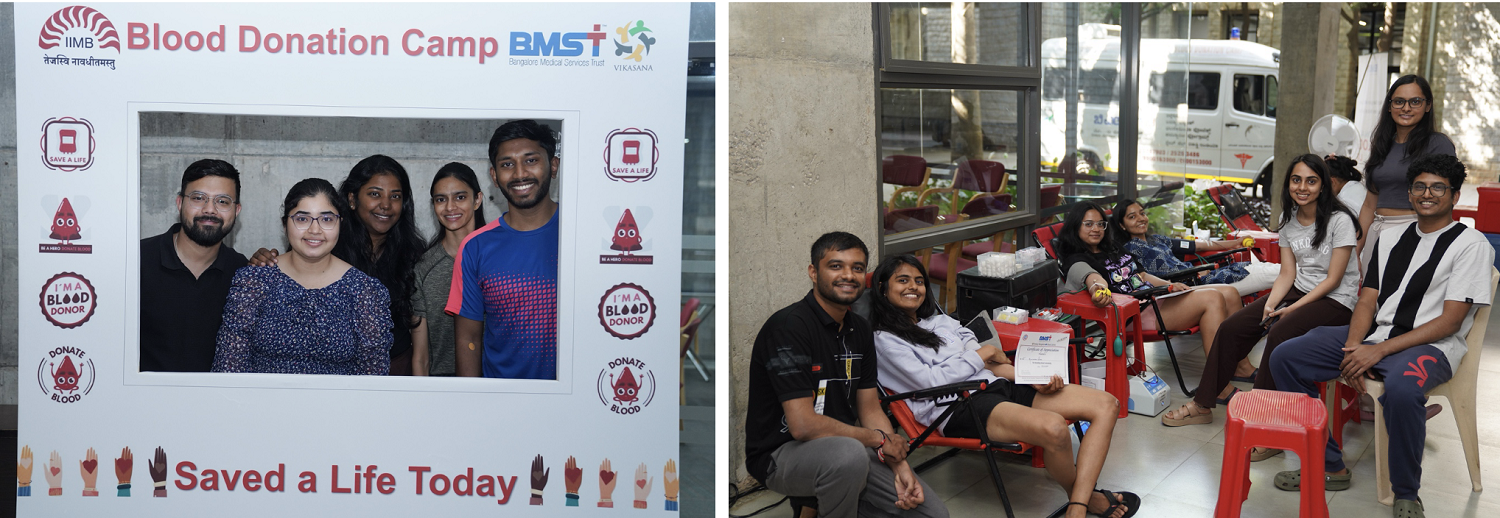 Volunteers from the IIM Bangalore community donated blood during the blood donation drive organized by Vikasana, the Social Impact Club of the Institute, in collaboration with Bangalore Medical Services Trust, on 22nd February 2026.